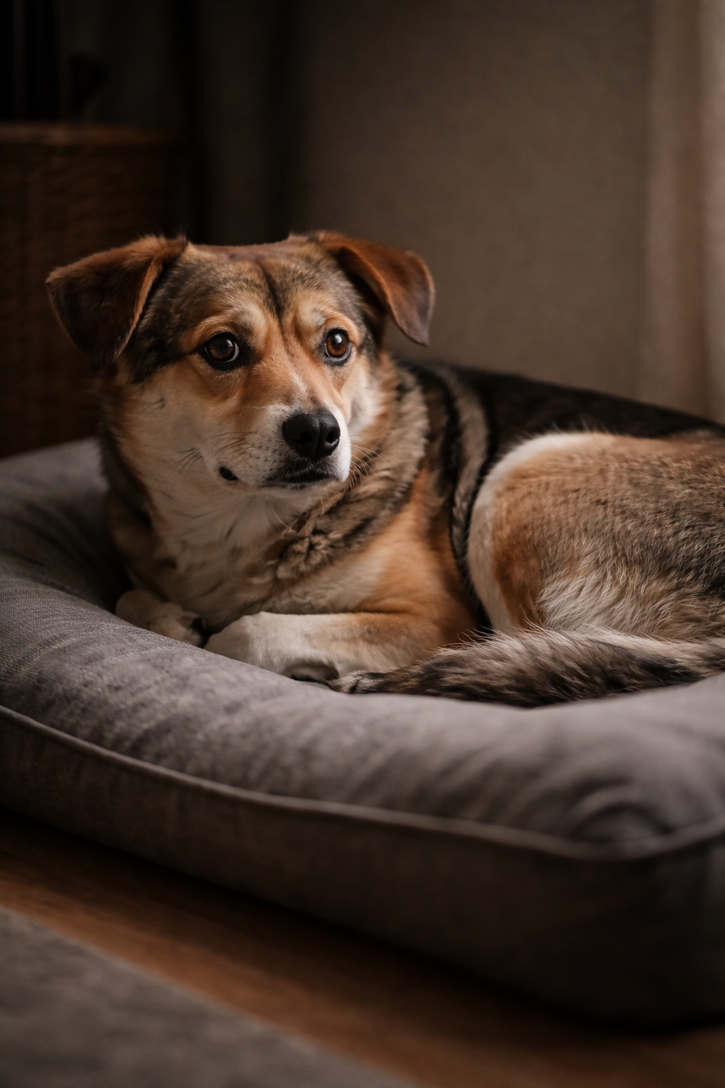 Aufmerksamer Hund in Alarmbereitshaft